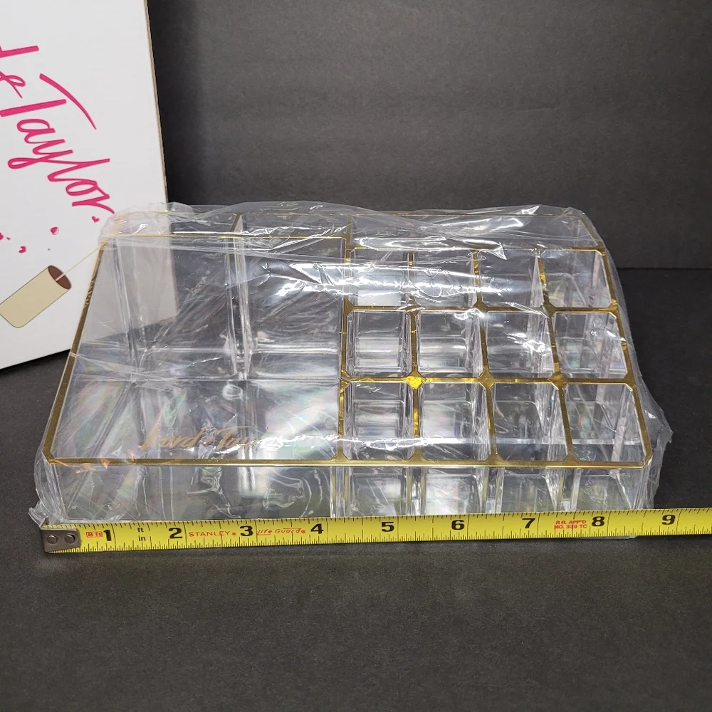 Lord & Taylor Vanity Make Up Caddy NIB Clear & Gold Ltd Editio